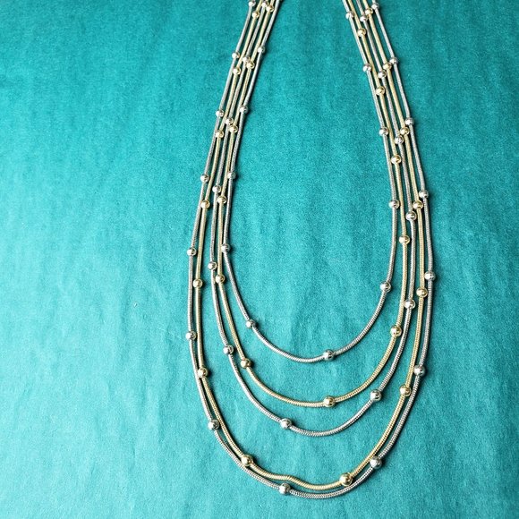 2/10$ Charming Charlie Silver tone and gold tone 5 strands necklace - Picture 3 of 5